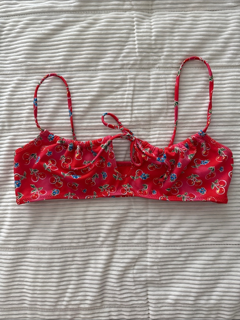 PacSun Red Cherry Print Bikini Top